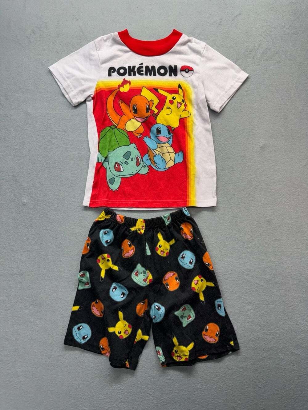 Pokemon Pajama Set Size XS Starter Characters Graphic T-Shirt Shorts